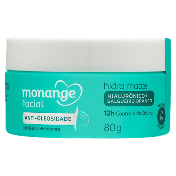 Hidratante Facial Monange Hidra Matte Anti-Oleosidade 80g Gel Creme Gel Creme Hidratante Facial Monange Efeito Matte 80g