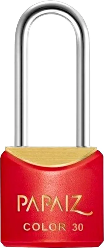Cadeado de latão corpo plastificado haste longa 30 mm Vermelho - PAPAIZ
