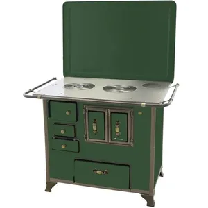 Fogão a Lenha 3 Bocas Venâncio Barroco Gabinete Nº3 Verde Lado Direito com Tampa 3BGDTVD com Forno Fogão A Lenha Venâncio Barroco Verde Gabinete Nº03 Lado Direito Com Tampa 3bgdtvd