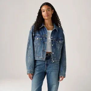 Jaqueta Jeans Levi's® 90's Shrunken Trucker Lavagem Média - M USA | M BR