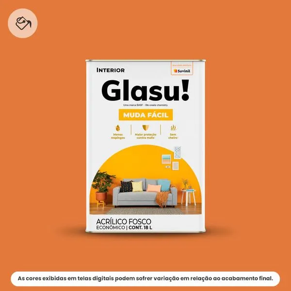 Tinta Acrílica Econômica Fosca Glasu Suvinil 18L Muda Fácil Cenoura (MP)