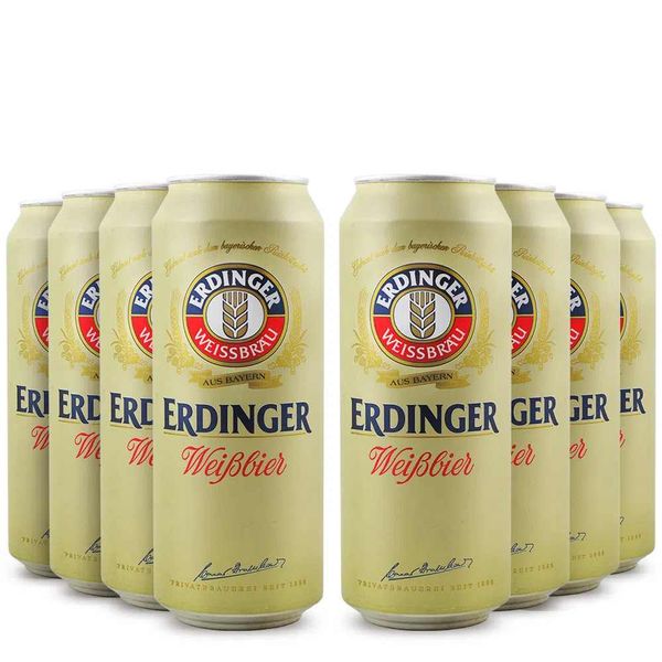 Pack 8 cervejas alemã Erdinger Weissbier Lata 500ml