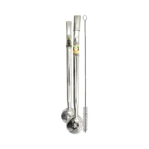 Bomba para Chimarrão Vilmat Inox Chata com Aplique Nossa Senhora BOMBA CHIMARRAO VILMAT INOX CHATA C/APLI