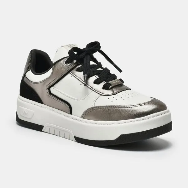 Tênis Casual Branco e prata velho e preto 126-010-09 34