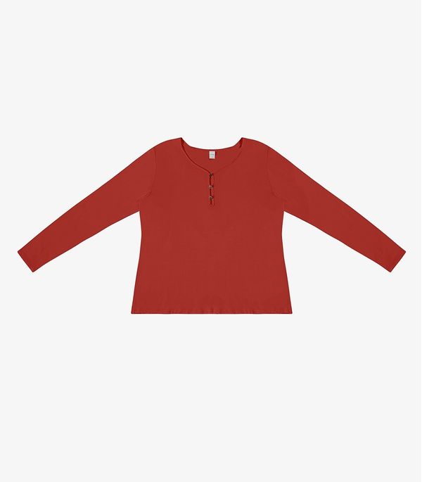 Blusa Feminina Com Botões Manga Longa Rovitex Laranja GG
