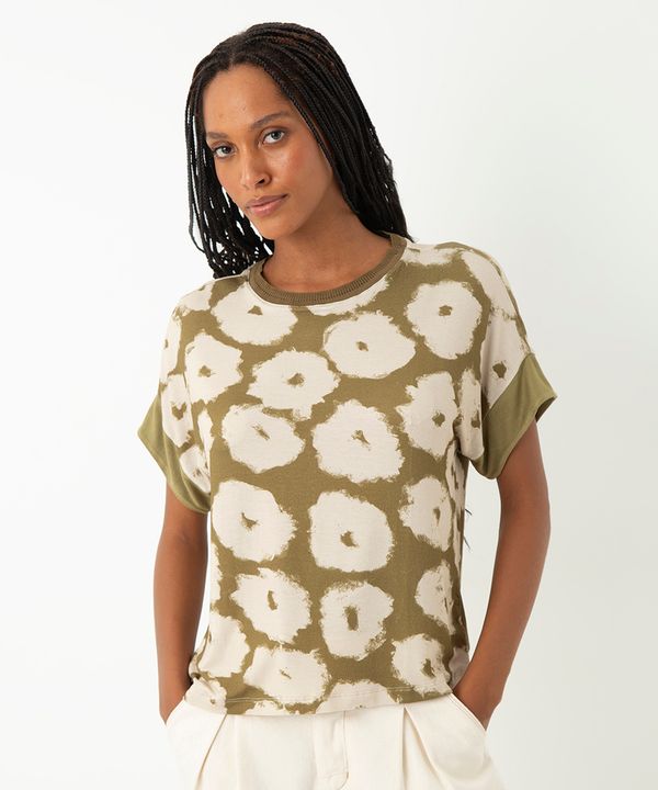 blusa de viscose rosa verde clarisse romeiro verde militar P
