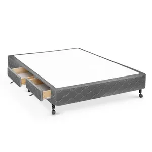 Cama Box Base c/Gavetas Casal Poli Tecido Gray (138x27-c/2 Gavs) - Castor