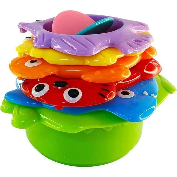 Brinquedo Educativo Torre Divertida com 6 Potes Empilháveis Coloridos de Plástico Atóxico Toy Mix Brinquedo Educativo Torre Divertida 6 Potes Coloridos Plástico Atóxico Toy Mix