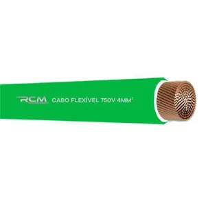 Fio Cabo Flexível 750V 4mm Verde para Instalação Elétrica Residencial Industrial e Comercial RCM Cabos Elétricos Fio Cabo Flexível 750V 4mm Verde para Instalação Elétrica Segura RCM Cabos Elétricos