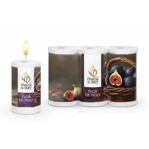 Kit 3 Velas Perfumadas Flor de Figo 40g Ref.15004040506071 - Chama de Ouro