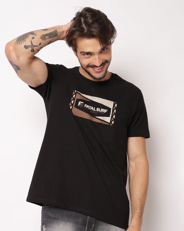 Camiseta Masculina Algodão Estampa Fatal Manga Curta Preta G