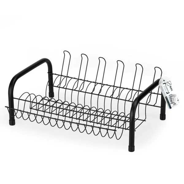 Escorredor de Louça Pratik 12 Pratos Aço Black com Porta Copos 2544 - Arthi