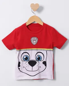 Camiseta Bebê Manga Curta Marshall Patrulha Canina Vermelha 2