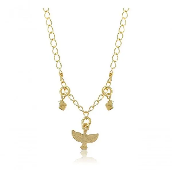 Tornozeleira com Pingente de Espírito Santo Folheado em Ouro 18K 24CM Extensor 4CM Hipoalergênico Feminino Tornozeleira com Pingente de Espírito Santo Folheado em Ouro 18K 24CM Extensor 4CM Feminino