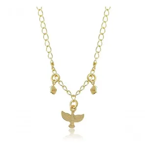 Tornozeleira com Pingente de Espírito Santo Folheado em Ouro 18K 24CM Extensor 4CM Hipoalergênico Feminino Tornozeleira com Pingente de Espírito Santo Folheado em Ouro 18K 24CM Extensor 4CM Feminino