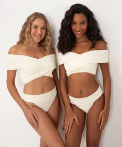 biquíni top ombro a ombro transpassado al mare collezione off white GG