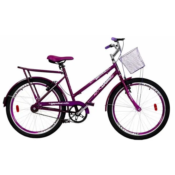 Bicicleta Cairu Aro 26 Genova Com Bagageiro E Cesta Violeta (MP)