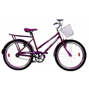 Bicicleta Cairu Aro 26 Genova Com Bagageiro E Cesta Violeta (MP)