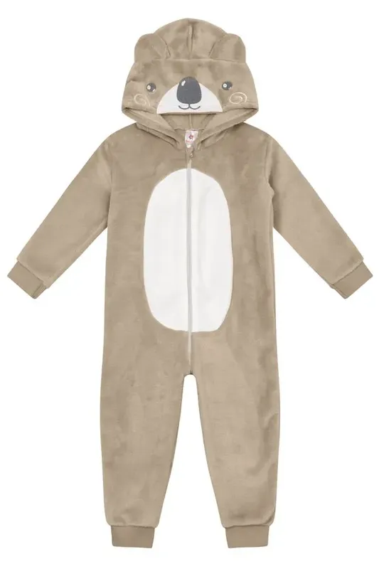 Pijama macacão unissex infantil peluciado Brandili -1