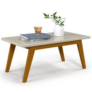 Mesa de Centro Patrimar Laila Off White com Cedro