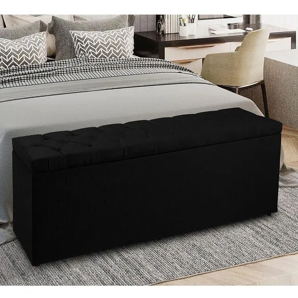 Recamier Baú 1,95m Madrid Suede Preto Dal Poz Estofados