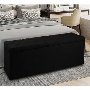 Recamier Baú 1,95m Madrid Suede Preto Dal Poz Estofados
