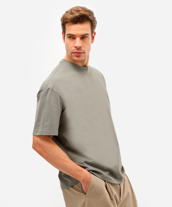 camiseta de algodão peruano oversized manga curta verde P