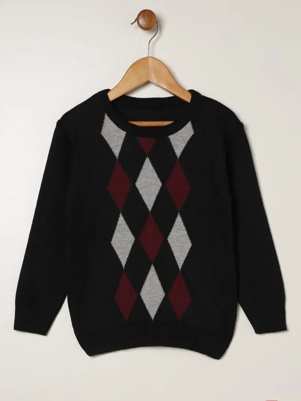 Blusão Tricot Infantil Para Menino - PRETO/CINZA/VINHO 4