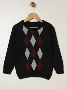 Blusão Tricot Infantil Para Menino - PRETO/CINZA/VINHO 4