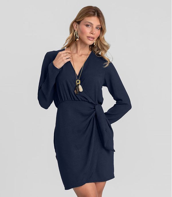 Vestido Feminino Manga Longa Curto Dianna Azul GG