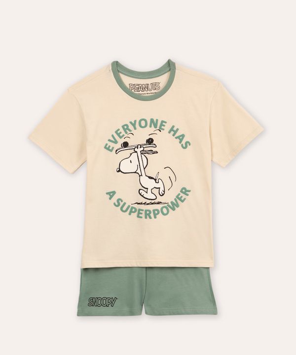 pijama infantil curto snoopy bege 12