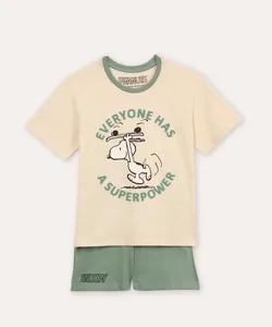pijama infantil curto snoopy bege 8