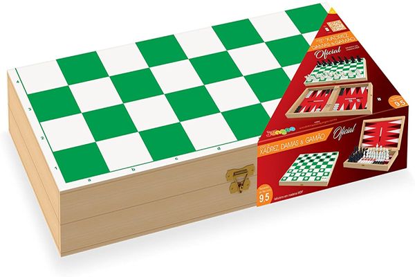 Jogo Xadrez, Damas E Gamão Em Madeira Junges 742