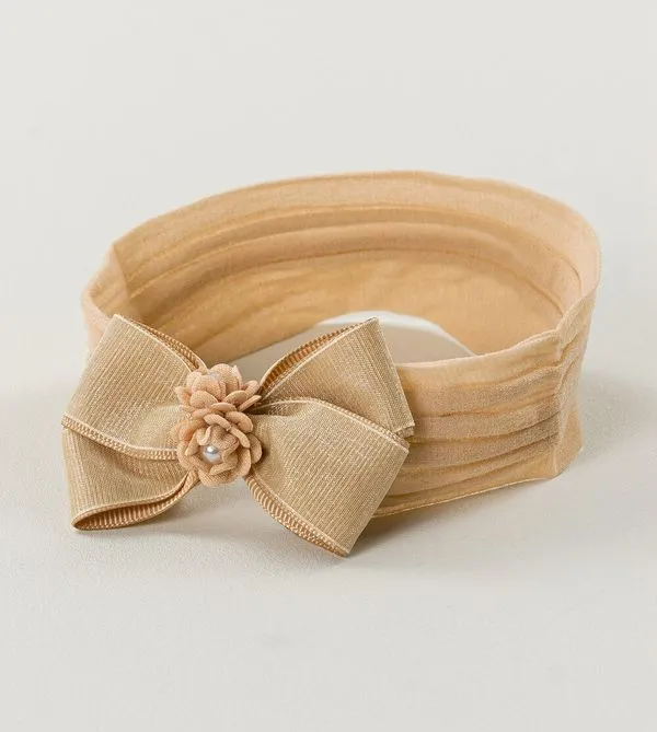 Faixa de Cabelo Flor Bege