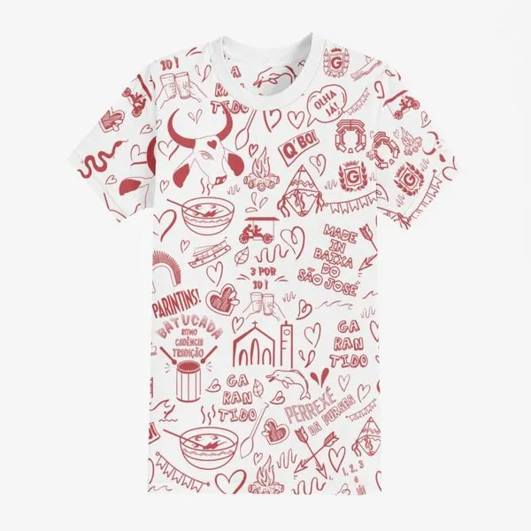 Camisa Gibi Q'Boi Garantido Branco E Vermelho GG (MP)
