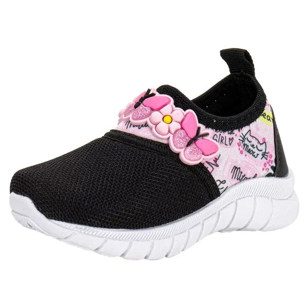 Tênis Infantil Feminino Nayarinha 396 PRETO/ROSA 23