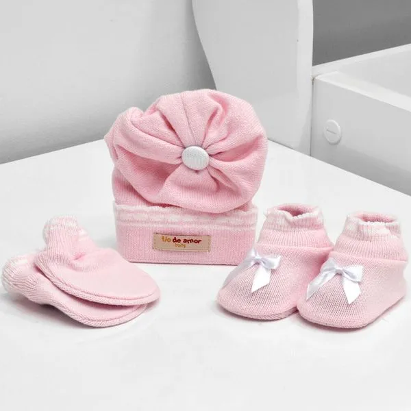 Kit Sapatos Luvas e Touca - 10061 Rosa - RN