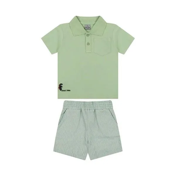 Conjunto Curto Tigor T Tigre Camiseta Polo e Bermuda Verde 2
