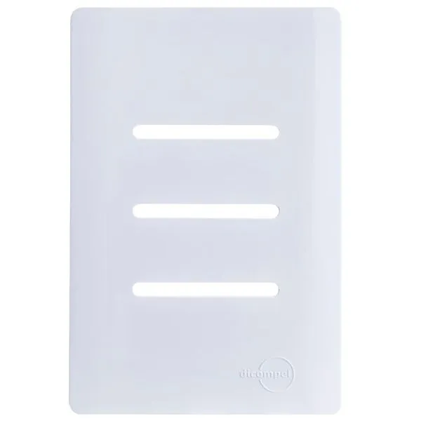 Placa 4x2 para 3 Interruptores Horizontais + Suporte Branco da Linha Novara - 1100-65 - DICOMPEL