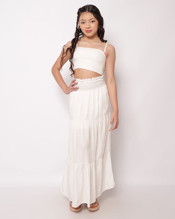 Saia Juvenil Longa com Lurex Três Marias Off White 16