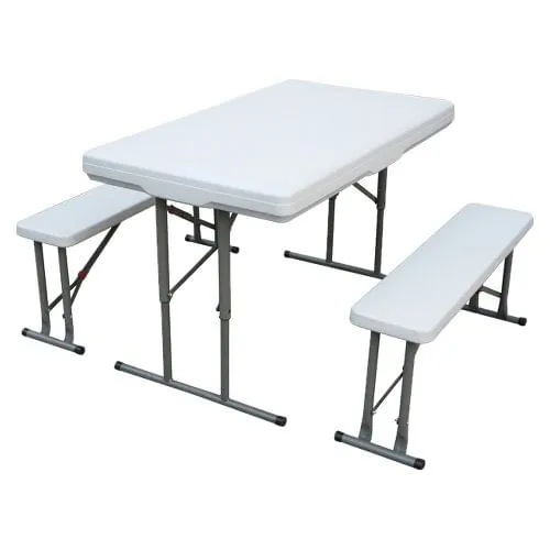 Conjunto Para Jardim Ideal 3 Peças Mesa E Bancos Branco Y-BI