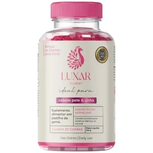 Colágeno Luxar Gummy Ácido Hialurônico Para Cabelo Pele & Unhas Zero Açúcar 30 Gomas (MP)