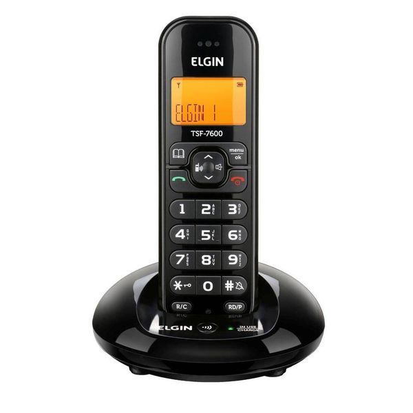 Telefone sem Fio Elgin TSF 7600 DECT 6.0 com ID e Viva Voz Preto