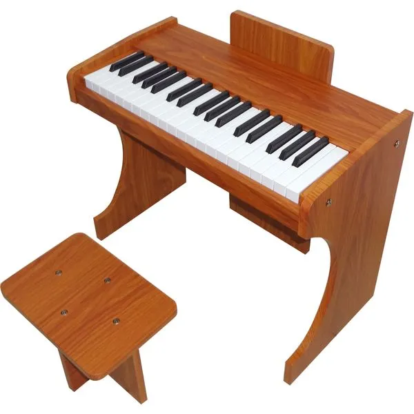 Piano Digital Infantil de Madeira 37 Teclas com Estante e Banco Rhythmic