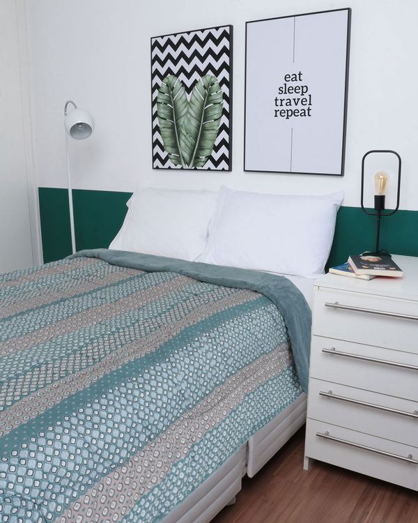 Coberdrom Queen Slim Plush Étnico Hedrons Verde UN