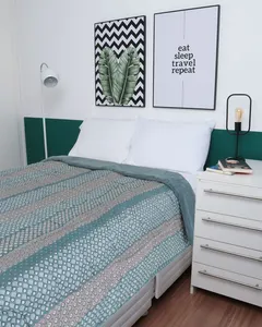 Coberdrom Queen Slim Plush Étnico Hedrons Verde UN