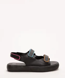 papete feminina flatform baixo com velcro além dos mares preta 39