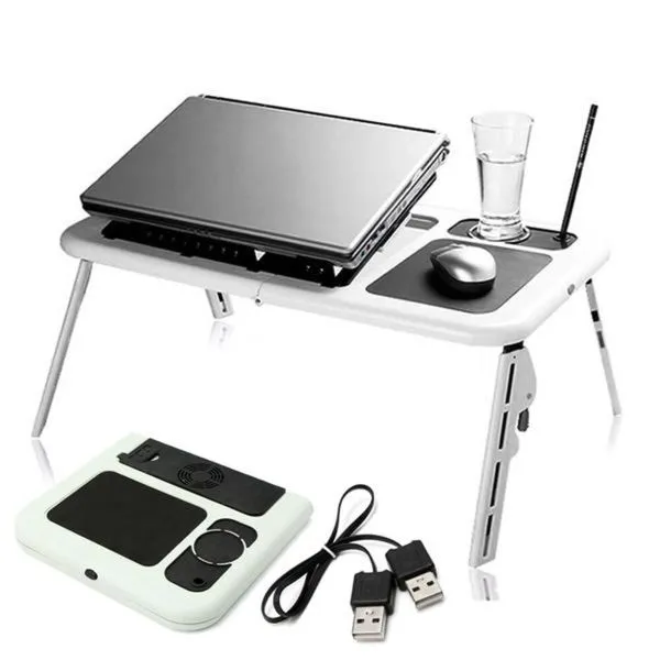 Mesa Notebook Dobravel Suporte Com 2 Coolers E Sensor Touch De Mouse Ventilador Base Refrigerada Altura Ajustavel Sofa C