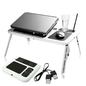 Mesa Notebook Dobravel Suporte Com 2 Coolers E Sensor Touch De Mouse Ventilador Base Refrigerada Altura Ajustavel Sofa C