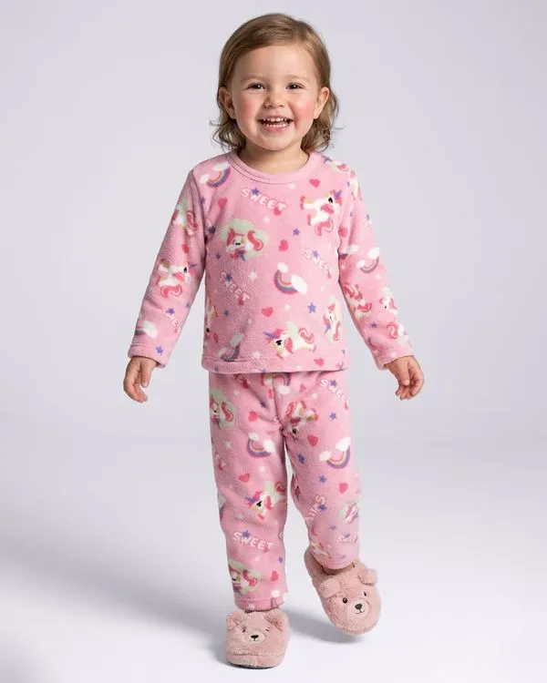 Pijama Longo Bebê Soft Estampa Unicórnio Rosa 2